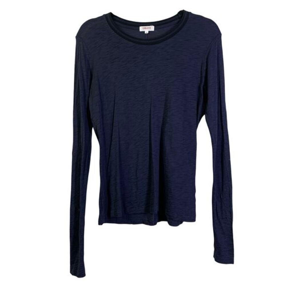 GOLDIE LEWINTER Tee T-Shirt Medium Crew Neck Ringer Long Sleeve Pima Cotton